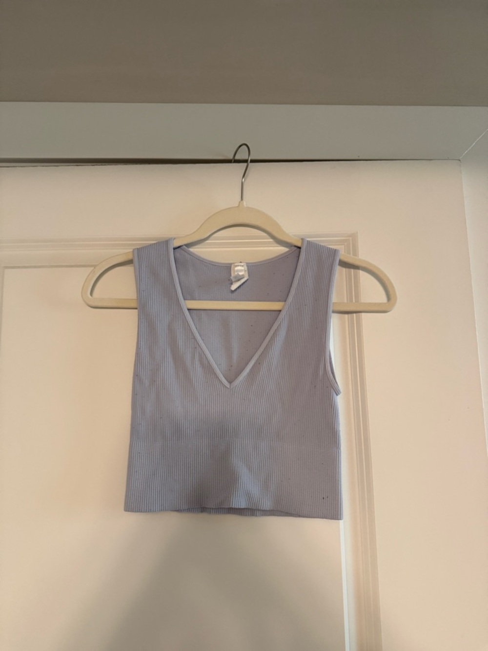 NikiBiki Ribbed V Neck Cropped Tank – Light Blue – One Size